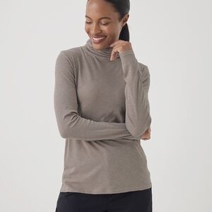 Pact Women's Taupe Long Sleeve Turtleneck